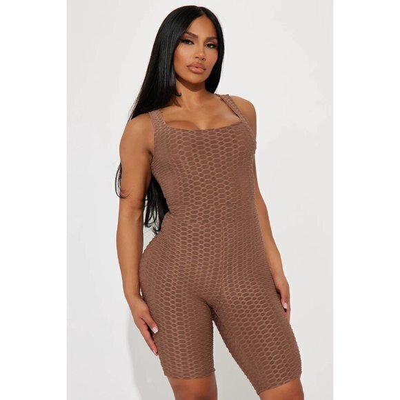 Iris Fit Gotta Have It Honeycomb Romper -‎ Mocha Size M RefFNB - Picture 1 of 8